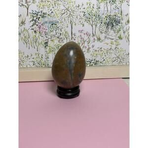 Polished Stone Egg with Stand – Natural‎ Jasper-Style Decorative Gemstone